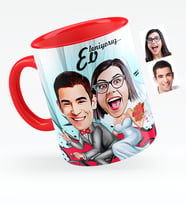 BK Gift Kişiye Özel Evleniyoruz Karikatürlü Kırmızı Kupa Bardak  3