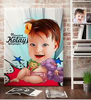 BK Gift Kişiye Özel Bebek Karikatür Kanvas Tablo 70x100cm 1