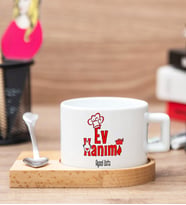 Ev Hanımına Hediye Ahşap Altlıklı Fincan