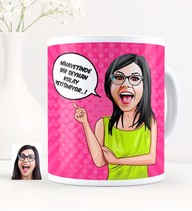 BK Gift Kişiye Özel Bayan Kolay Yetişmiyor Karikatür Beyaz Kupa Bardak - 5
