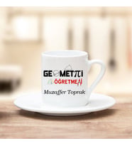 Geometri Öğretmeni Türk Kahvesi Fincanı (Beyaz)