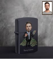 Kişiye Özel Patron Karikatürlü UV Baskılı Siyah Benzinli Çakmak Bay-21