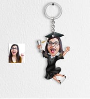 BK Gift Kişiye Özel Bayan Mezuniyet Karikatür Anahtarlık  1