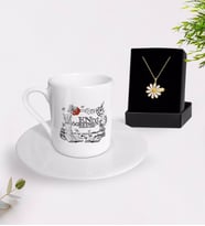 BK Gift Kişiye Özel En İyi Öğretmen Türk Kahvesi Fincanı ve İsimli Papatya Kolye Hediye Seti-8 (Model 1)