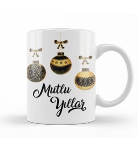 Mutlu Yıllar Noel Topları Kupa Bardak Porselen