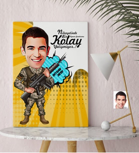 BK Gift Kişiye Özel Bay Uzman Jandarma Karikatür Kanvas Tablo 30x50cm  1