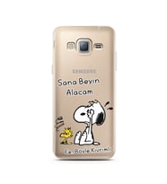 Snoopy Tasarımlı Süper Şeffaf Silikon Telefon Kılıfı Samsung J3 (2016)