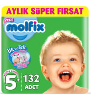 Molfix Bebek Bezi Beden:5+ (13-20Kg) Junior Plus 132 Adet Aylık Fırsat Pk