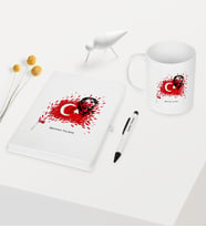 BK Gift Kişiye Özel Atatürk Temalı Beyaz Defter Kalem Kupa Seti - 3