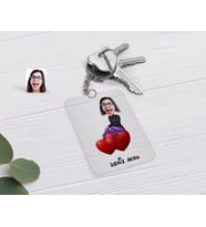 BK Gift Kişiye Özel Kadın Karikatürlü Şeffaf Pleksi Anahtarlık-2 (Beyaz)