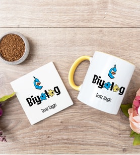 Biyolog Sarı Kupa Bardak Ve Bardak Altlığı Seti