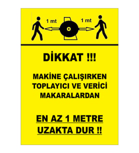 MIGNATIS - Dikkat En Az1M Uzak Dur Levhası - Sac Malzeme 50x70cm