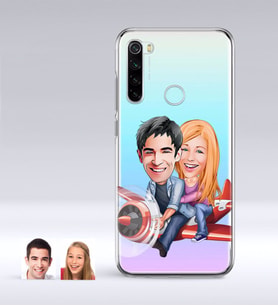 BK Gift Kişiye Özel Sevgililer Karikatürlü Xiaomi Redmi Note 8 İnce Şeffaf Silikon Telefon Kapağı-11 (Beyaz)