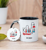 Kimya Öğretmeni Siyah Kupa Bardak Ve Anahtarlık Set