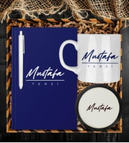 eJOYA Kişiye Özel Defter Kalem Kupa Ve Bardak Altlığı Hediye Seti 85186 (Lacivert)