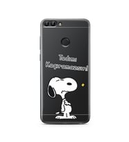 Snoopy Tasarımlı Süper Şeffaf Silikon Telefon Kılıfı Huawei PSmart (2018)