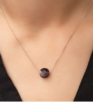 Papatya Silver Oval Bordo Fasetli Yüzey Taş Gümüş Kolye