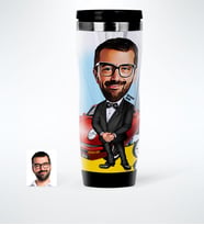 BK Gift Kişiye Özel Bay Patron Karikatürlü Çelik Termos Bardak  1