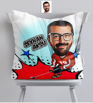 BK Gift Kişiye Özel Bay Hokey Oyuncu Karikatürlü  Yastık