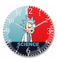 Rick and Morty Science  Duvar Saati Bombeli Gercek Cam