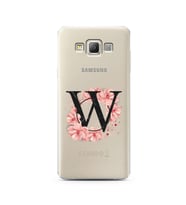 Pembe Çiçekli Harf Tasarım Süper Şeffaf Silikon Telefon Kılıfı Samsung A7 (2015)