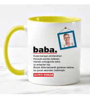 Babaya Özel Fotoğraflı ve İsimli Kupa Bardak Sarı