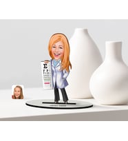 BK Gift Kişiye Özel Bayan Göz Doktoru Karikatür Ahşap Biblo  1