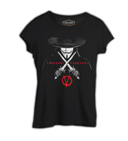 V for Vendetta - Freedom Siyah Kadın Tshirt