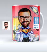 BK Gift Kişiye Özel Bay Doktor Karikatürlü Beyaz Kupa Bardak  2
