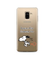 Snoopy Tasarımlı Süper Şeffaf Silikon Telefon Kılıfı Samsung A8 Plus