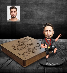 Kişiye Özel Sporcu Karikatürlü Ahşap Biblo Kutulu Bay-9