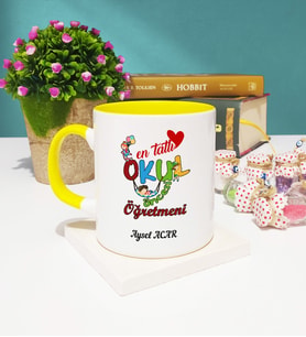 Mesajlı Okul Öncesi Öğretmeni Kupa Bardak Sarı