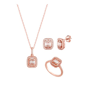 Baget Taşlı Gümüş Set