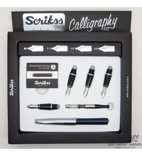 Scrikss Kaligrafi Seti Metal - Lacivert  Scrikss Calligraphy  İsme Özel Kalem  Hediye Kalem