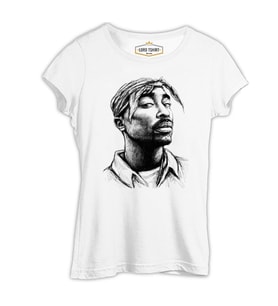 Tupac Shakur - Bandana Beyaz Kadın Tshirt