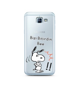 Snoopy Tasarımlı Süper Şeffaf Silikon Telefon Kılıfı Samsung A8 (2016)  