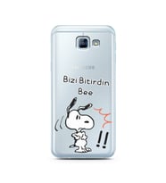 Snoopy Tasarımlı Süper Şeffaf Silikon Telefon Kılıfı Samsung A8 (2016)  