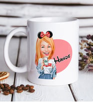 BK Gift Kişiye Özel Kadın Moda Mini Fare Karikatürlü Beyaz Kupa Bardak-1