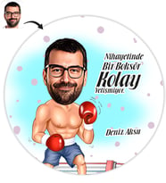 BK Gift Kişiye Özel Bay Boksör Karikatür Baskılı Yaş Pasta İçin Yenilebilir Şekerli Kağıt  1(Sadece Kağıt)