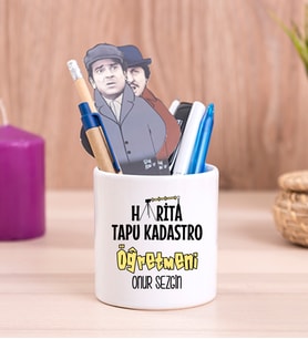 Harita Tapu Kadastro Öğretmeni Seramik Kalemlik