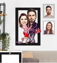 Kişiye Özel Sevgili Karikatürlü 3D Ahşap Tablo 30x47 Model 4