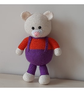 Amigurumi Örgü Oyuncak Renkli Ayı (Beyaz)