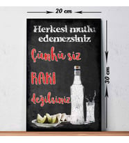 Herkesi Mutlu Edemezsiniz Çünkü Siz Rakı Değilsiniz Yazılı Baskılı Vintage Tablo