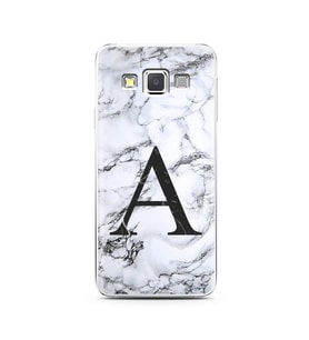 Samsung A3 (2015) Beyaz Mermer Harf Tasarımlı Telefon Kılıfı A-Harfi 