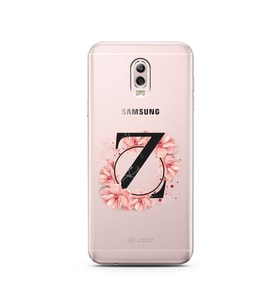 Pembe Çiçekli Harf Tasarım Süper Şeffaf Silikon Telefon Kılıfı Samsung C8  Z-Har