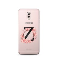 Pembe Çiçekli Harf Tasarım Süper Şeffaf Silikon Telefon Kılıfı Samsung C8  Z-Har