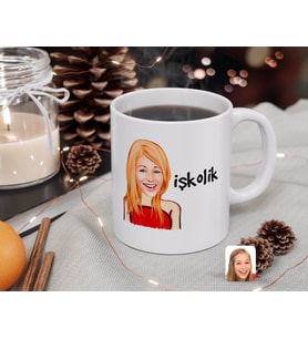BK Gift Kişiye Özel Kadın İşkolik Karikatürlü Beyaz Kupa Bardak-33