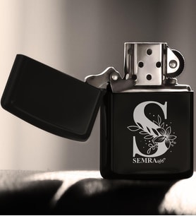 BK Gift Kişiye Özel Harfli Benzinli Siyah Metal Çakmak Model 1