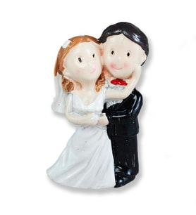 12 Adet Sarılan Gelin Damat Biblosu (Beyaz)