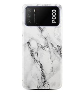 Kılıfland Xiaomi Poco M3 Kılıf Silikon Resimli Kapak Fragile White Marble Mermer Stok 1103